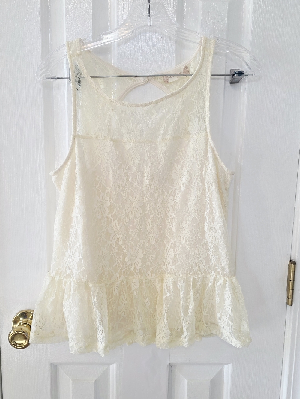 Altar'd State Cream Lace Peplum Tank
